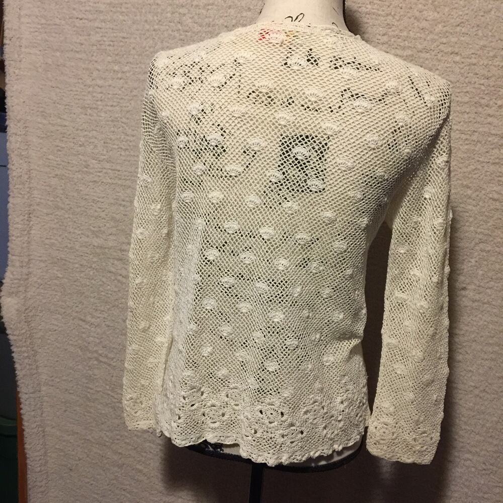 Vintage Ivory Handmade Crocheted cotton sweater Shanghai China - Picture 4 of 6